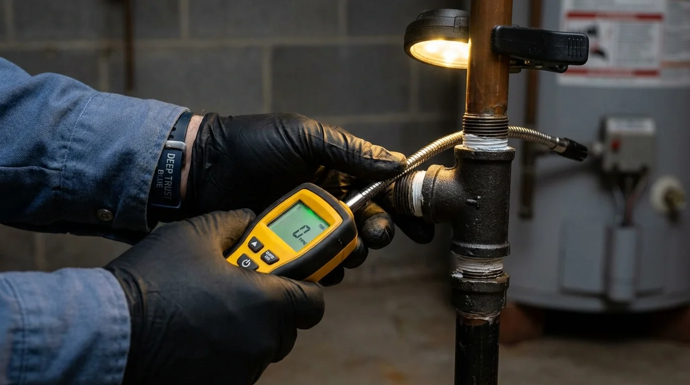 Gas leak detection with electronic sniffer by Johns Plumbing LLC in Molino